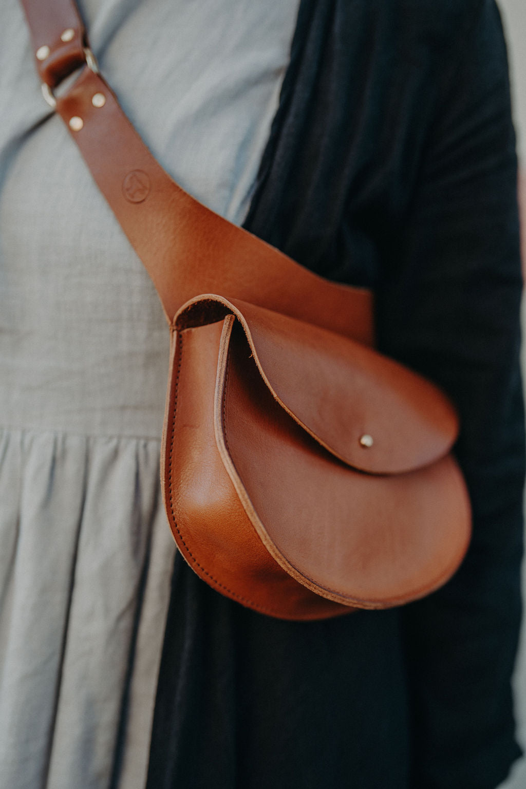 Tasche die Gefährtin Cognac/Mittelbraun